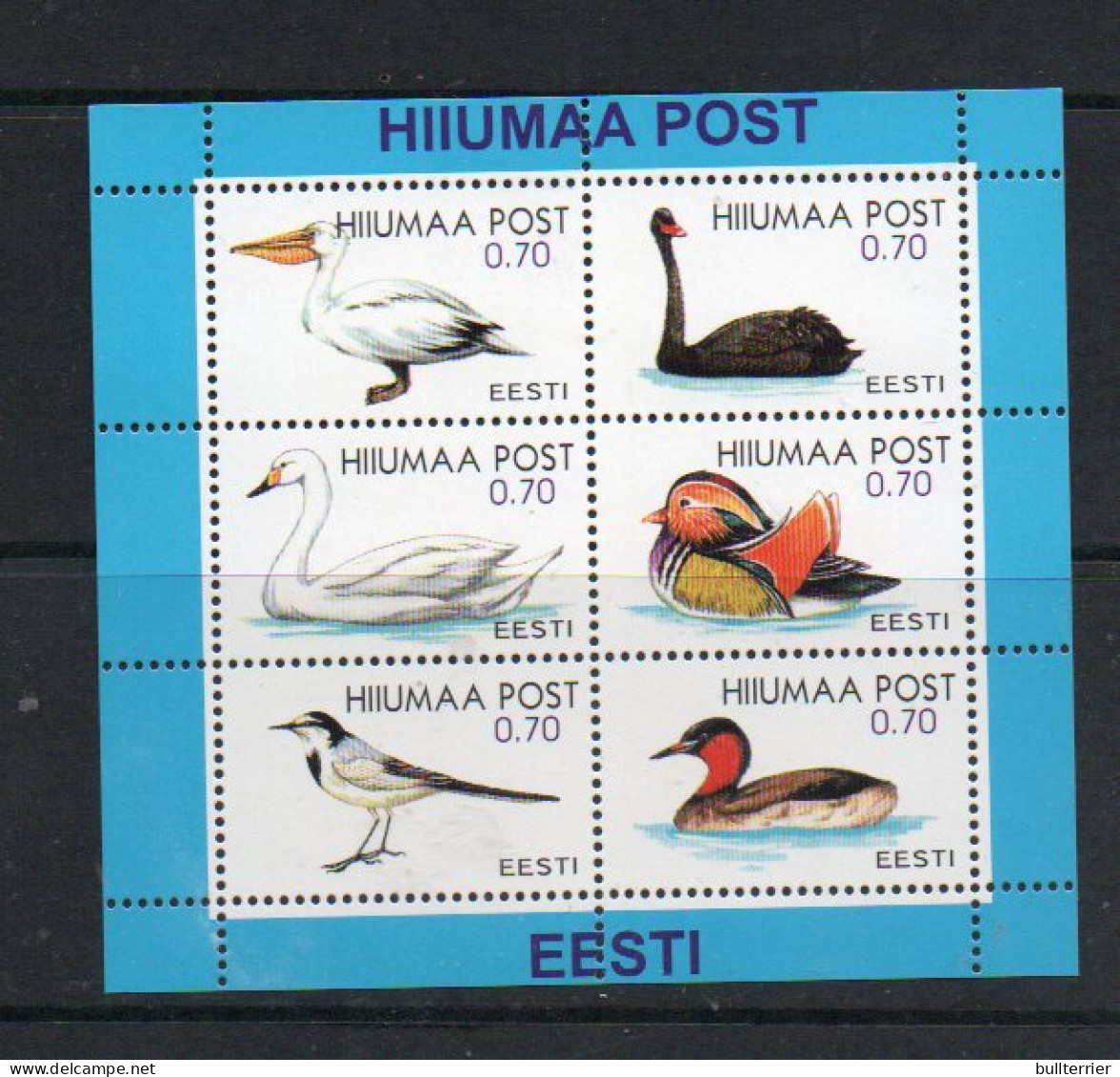 ESTONIA LOCALS - HIIUMAA POST- BIRDS SHEETELT OF 6   MINT NEVER HINGED - Estonia
