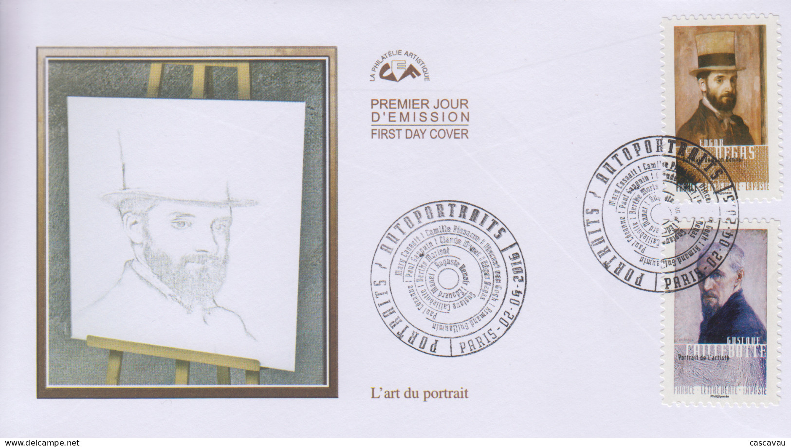 Enveloppe  FDC   1er  Jour   FRANCE   L' ART  Du  PORTRAIT   Oeuvres  De   DEGAS   Et   CAILLEBOTTE    2016 - 2010-2019