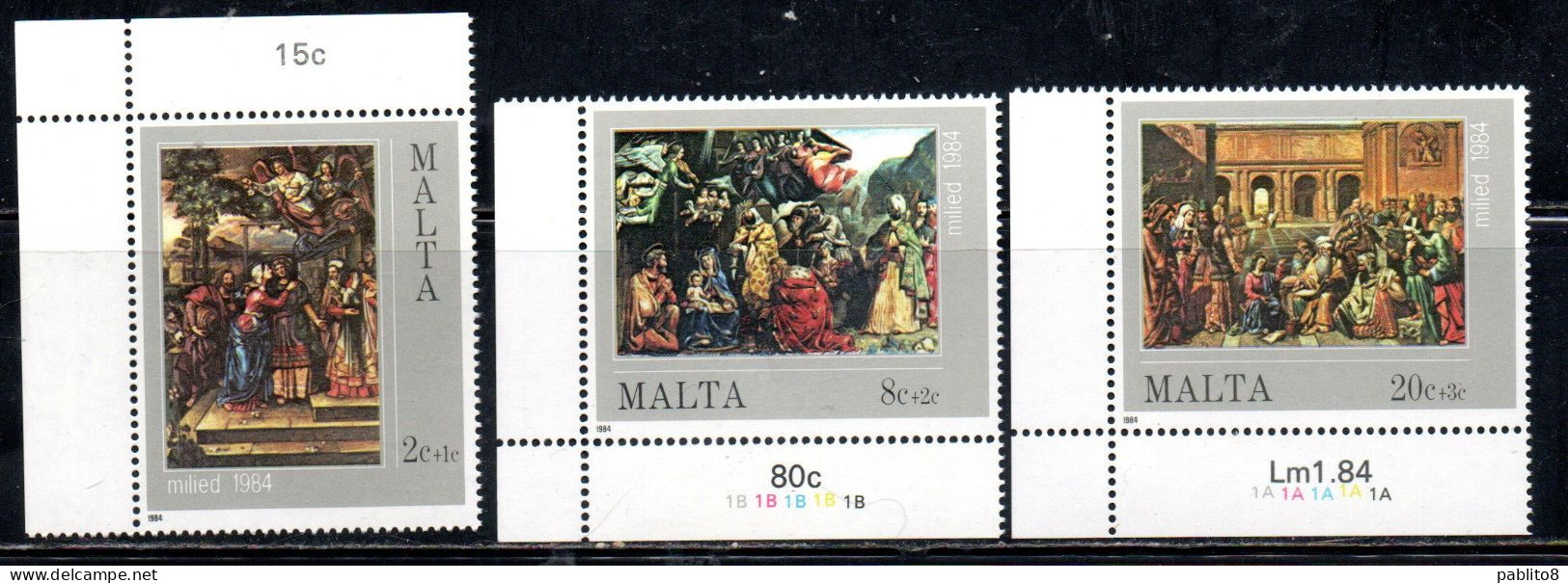 MALTA 1984 CHRISTMAS NATALE NOEL WEIHNACHTEN NAVIDAD NATAL COMPLETE SET SERIE COMPLETA MNH - Malte