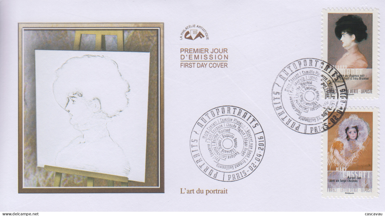 Enveloppe  FDC   1er  Jour   FRANCE   L' ART  Du  PORTRAIT   Oeuvres  De   MANET   Et   CASSATT    2016 - 2010-2019