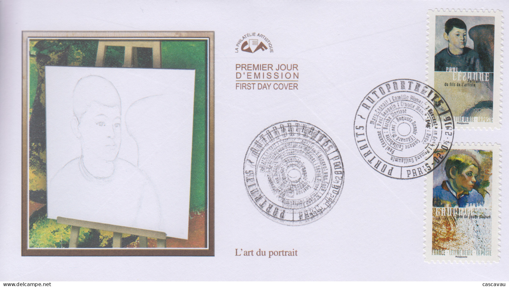 Enveloppe  FDC   1er  Jour   FRANCE   L' ART  Du  PORTRAIT   Oeuvres  De   CEZANNE   Et   GAUGUIN    2016 - 2010-2019