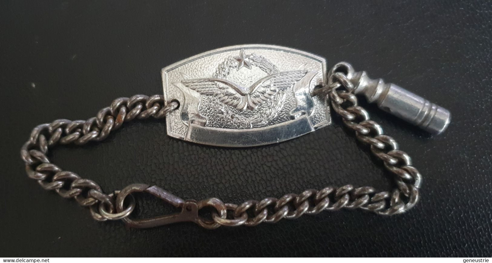 WW2 Très Belle Plaque Patronymique Sur Bracelet Avec Quille "Armée De L'Air" WWII - 1914-18