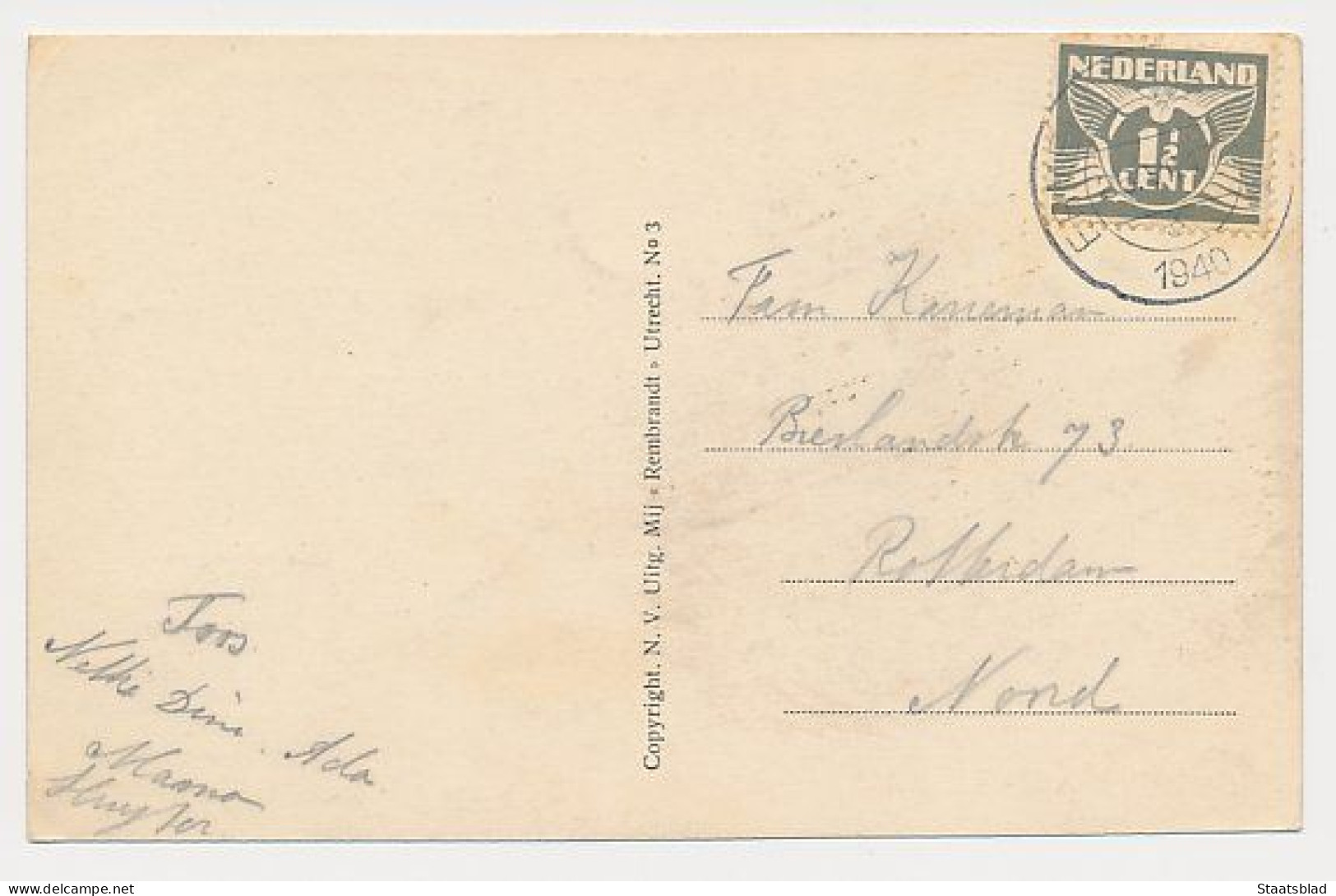 15- Prentbriefkaart Ermelo 1940 - Stationsstraat - Ermelo