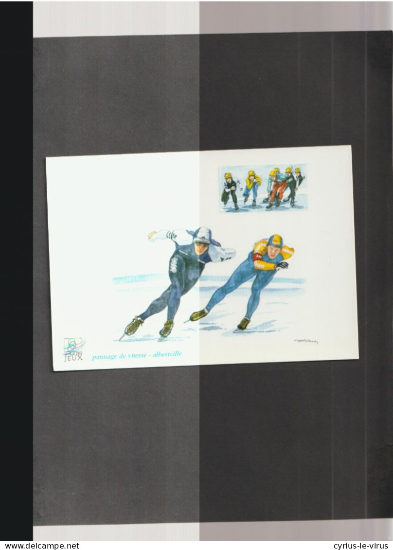 Jeux Olympiques ** Patinage De Vitesse  ** Albertville   ** Aquarelle Christian Burdet - Winter Sports