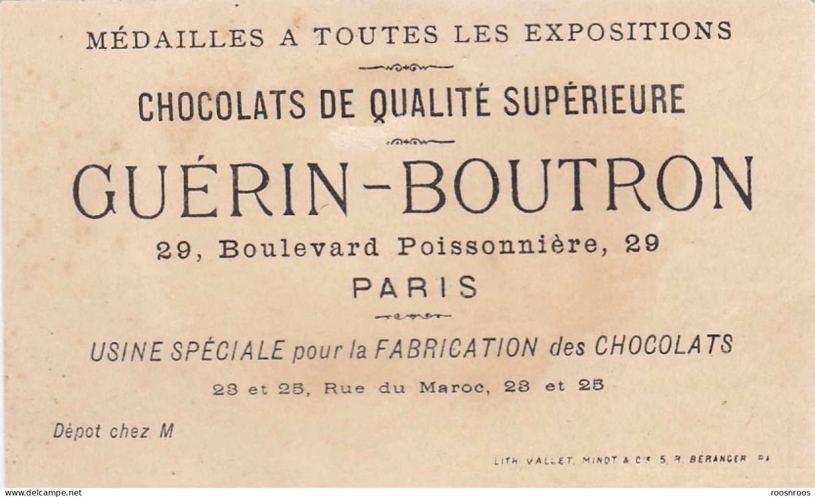 CHROMO CHOCOLAT GUERIN BOUTRON -  EN SOIREE - Guerin Boutron