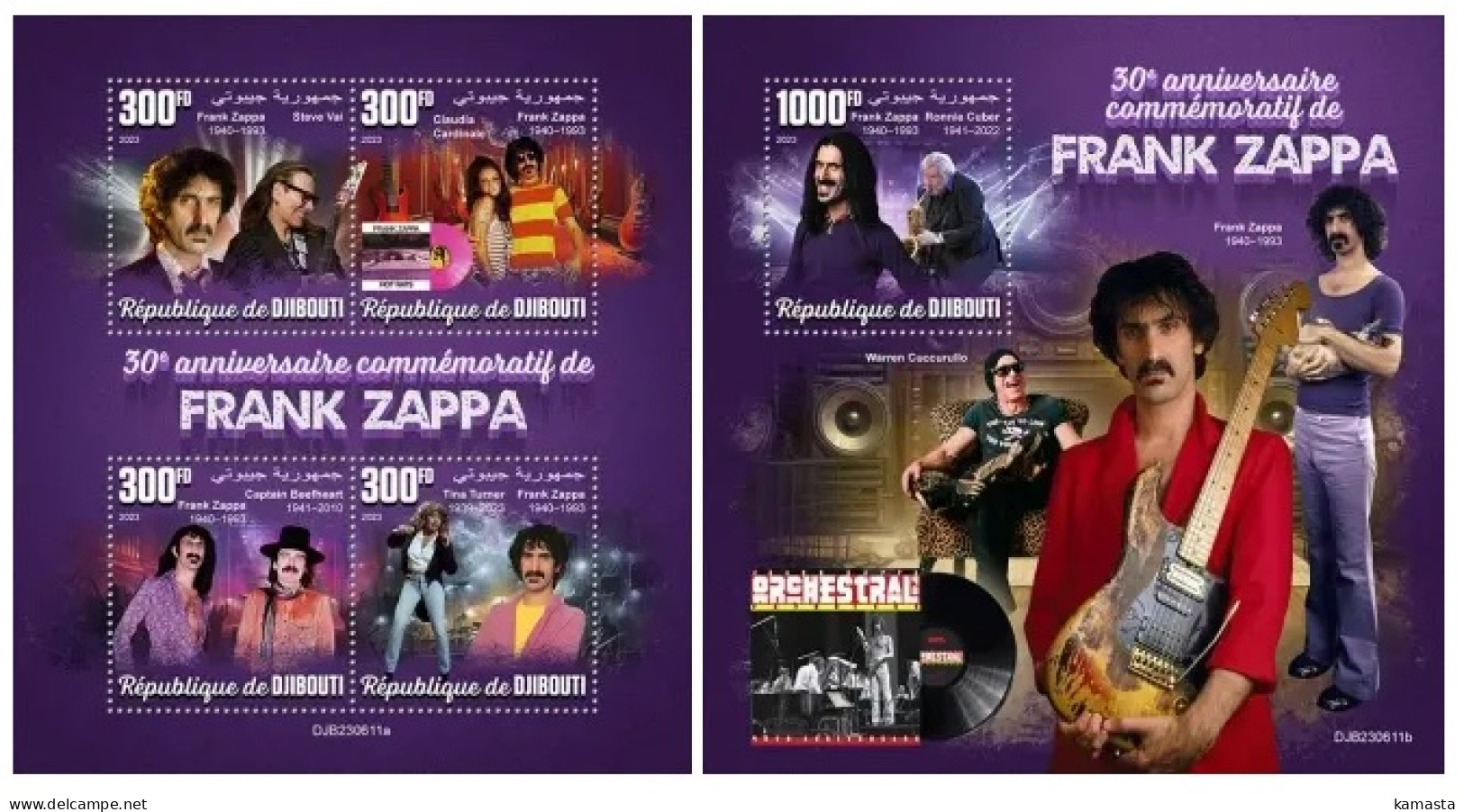 Djibouti 2023 30th Memorial Anniversary Of Frank Zappa. (611) OFFICIAL ISSUE - Muziek