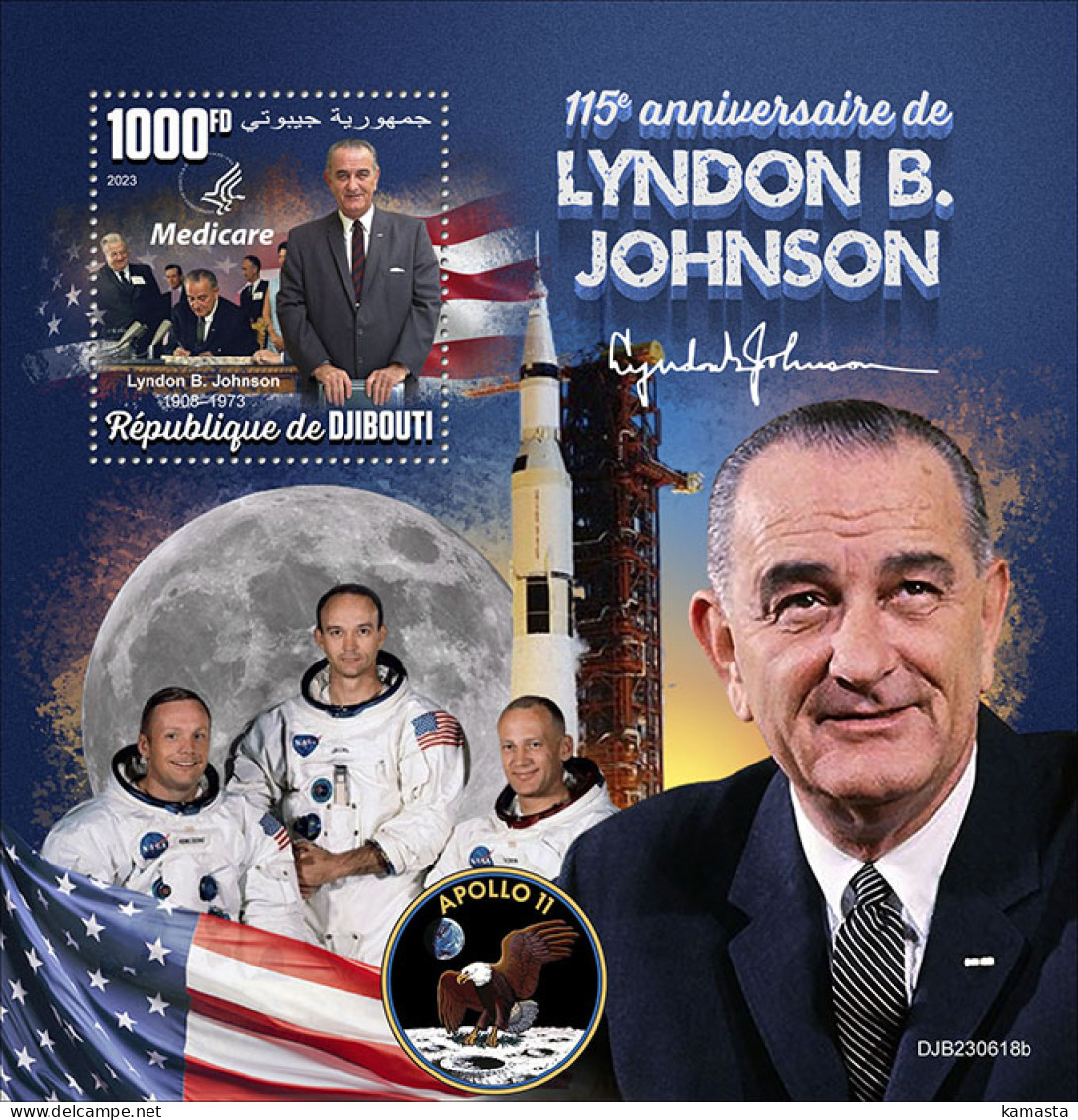 Djibouti 2023 115th Anniversary Of Lyndon B.Johnson. Space. (618b) OFFICIAL ISSUE - Afrika