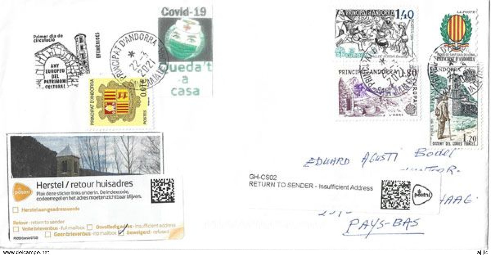 Letter To The Hague Netherlands, During COVID-19 Confinement, From Andorra, Return To Sender,2 Pics  Front & Back Cover - Briefe U. Dokumente