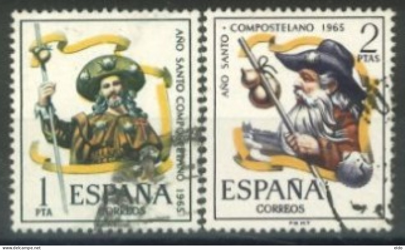 SPAIN, 1965, PILIGRIM STAMPS COMPLETE SET OF 2, # 1310/11, USED. - Used Stamps