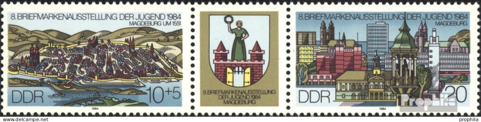 DDR WZd609 (kompl.Ausg.) (2903-2904 Als Dreierstreifen) Postfrisch 1984 Briefmarkenausstellung - Zusammendrucke