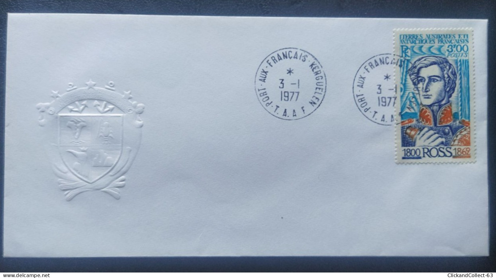 Enveloppe Premier Jour Ross Timbre N° 62 TAAF Kerguelen 1977 - FDC