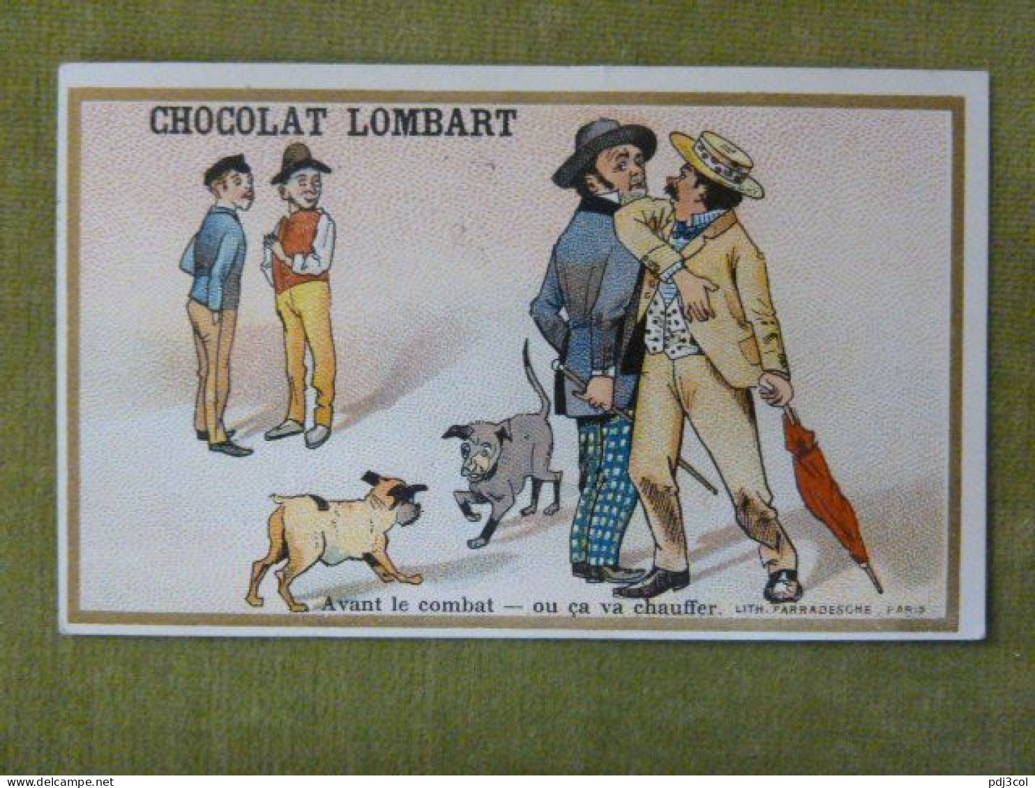 Avant Le Combat - Ou ça Va Chauffer - Chocolat Lombart - Chromo Illustrée Humoristique - Lombart