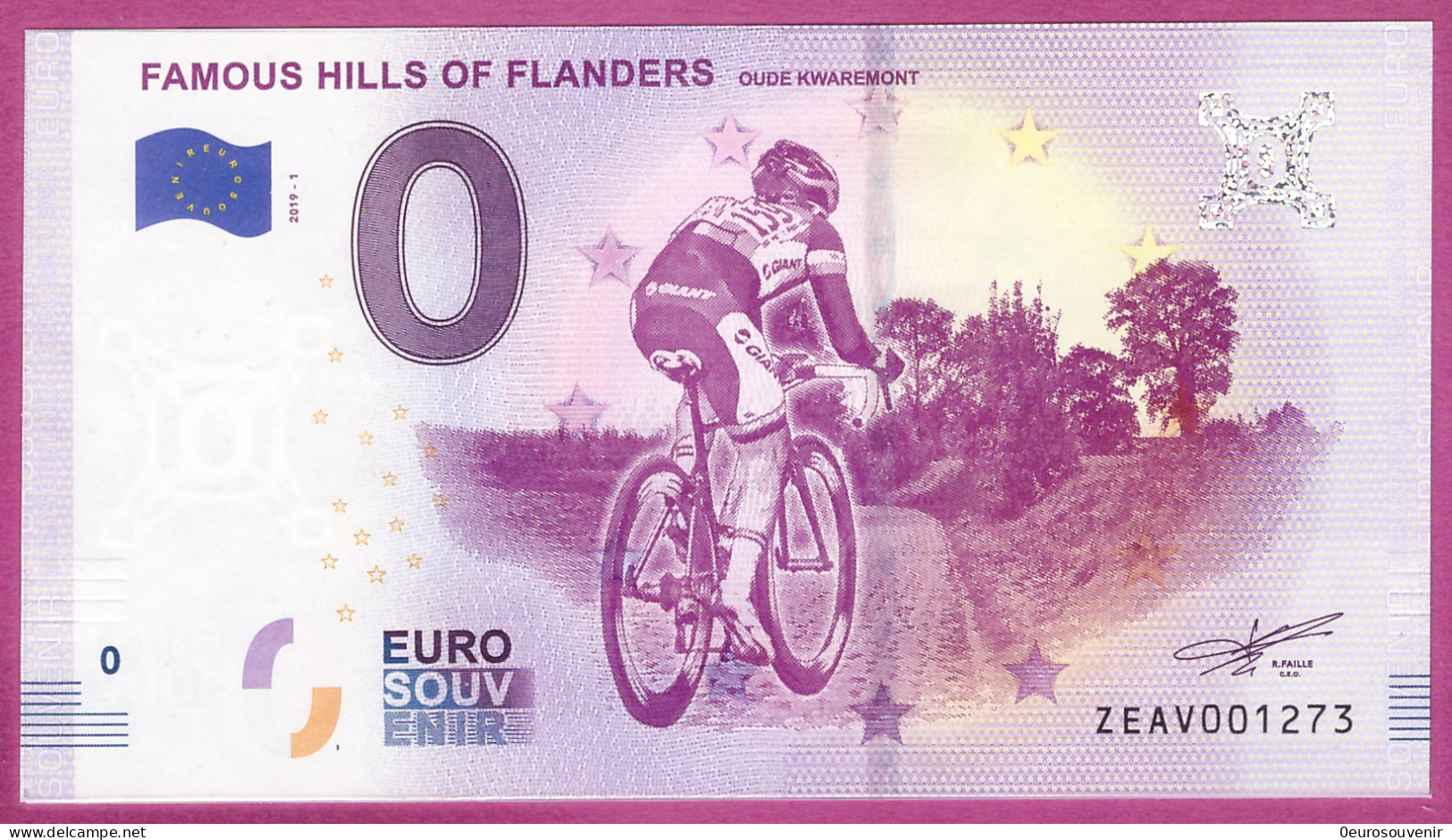0-Euro ZEAV 2019-1  FAMOUS HILLS OF FLANDERS OUDE KWAREMONT - Private Proofs / Unofficial
