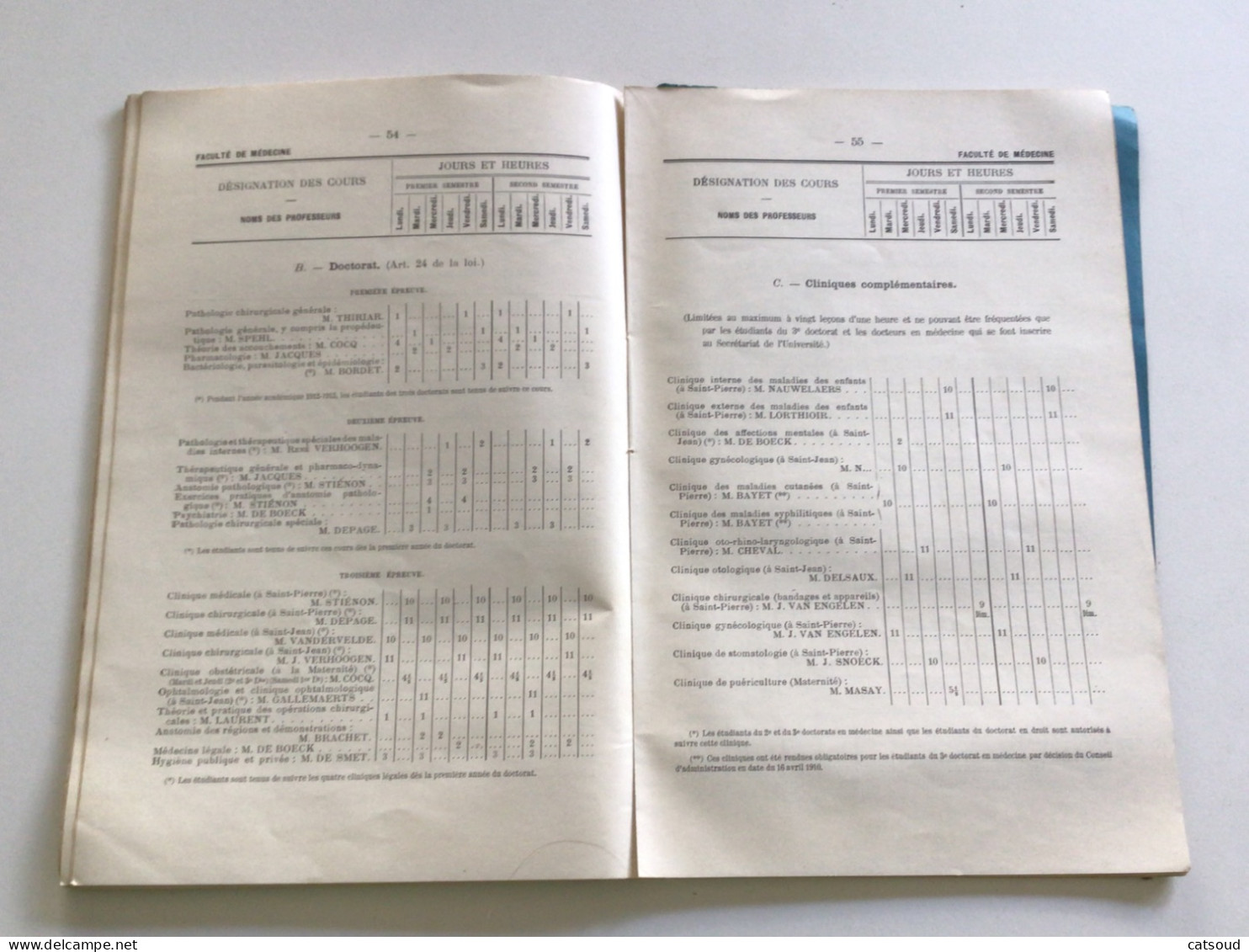 Ancien programme de cours (1912-1913) Université Libre de Bruxelles Programme des cours