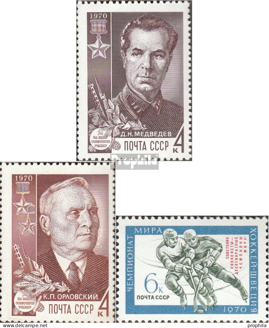 Sowjetunion 3744-3745,3746 (kompl.Ausg.) Postfrisch 1970 Helden, Eishockey - Unused Stamps