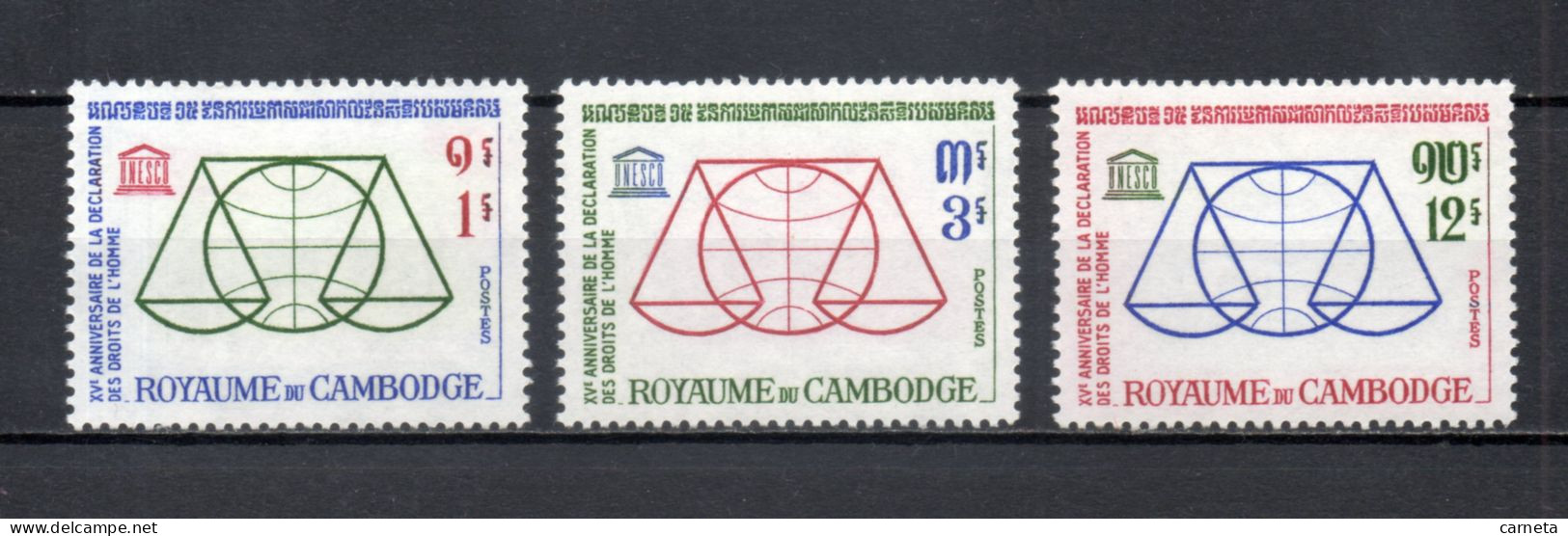 CAMBODGE  N° 141 à 143   NEUFS SANS CHARNIERE   COTE  3.50€   DROITS DE L'HOMME - Kambodscha