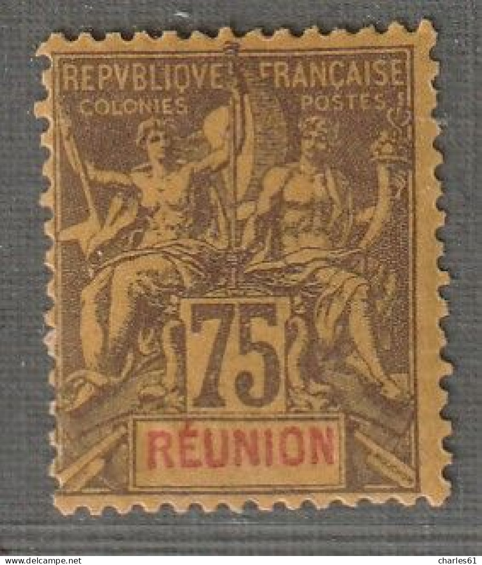 REUNION - N°43 * (1892) 75c Violet-noir Sur Jaune - Nuevos