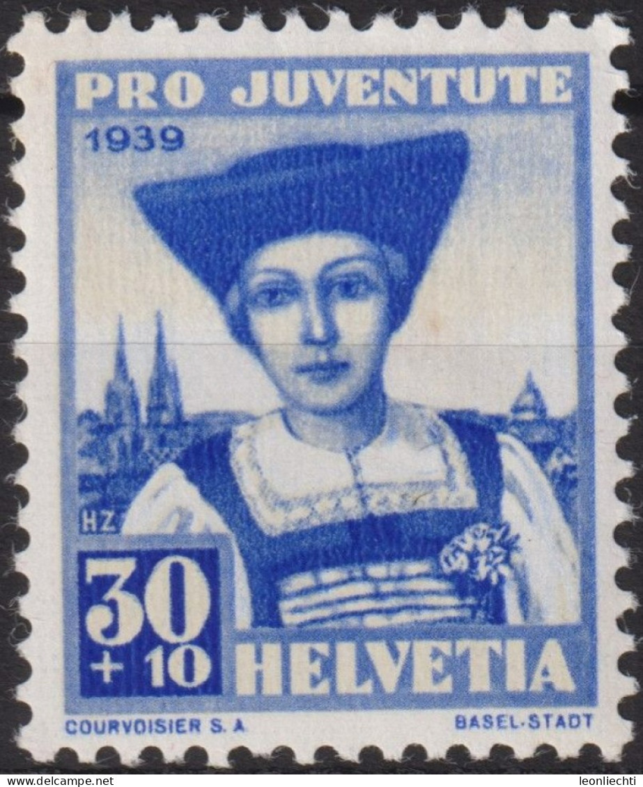 1939 Schweiz / Pro Juventute ** Zum:CH J92, Mi:CH 362, Yt:CH 347, Trachtenfrau, Baslerin - Unused Stamps