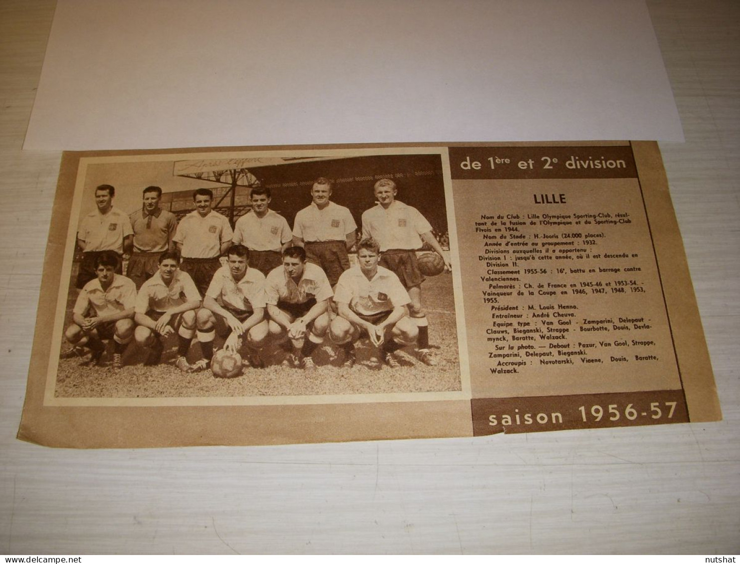 FOOTBALL COUPURE PRESSE MS24 BISTRE 15x09 1956-57 LILLE - Sport