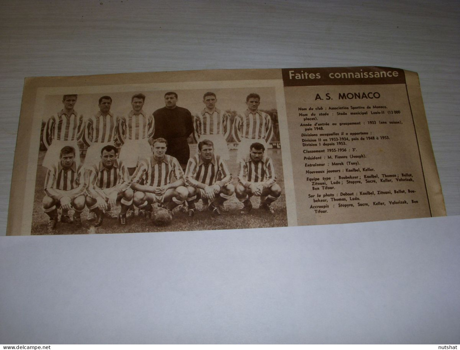 FOOTBALL COUPURE PRESSE MS01 BISTRE 15x09 1956-57 AS MONACO - Sport