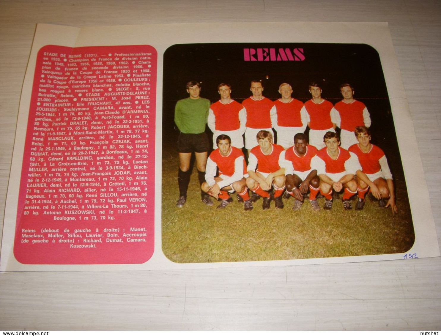 FOOTBALL COUPURE PRESSE MS12 COULEUR 14x14 1969/70 D2 REIMS - Sport