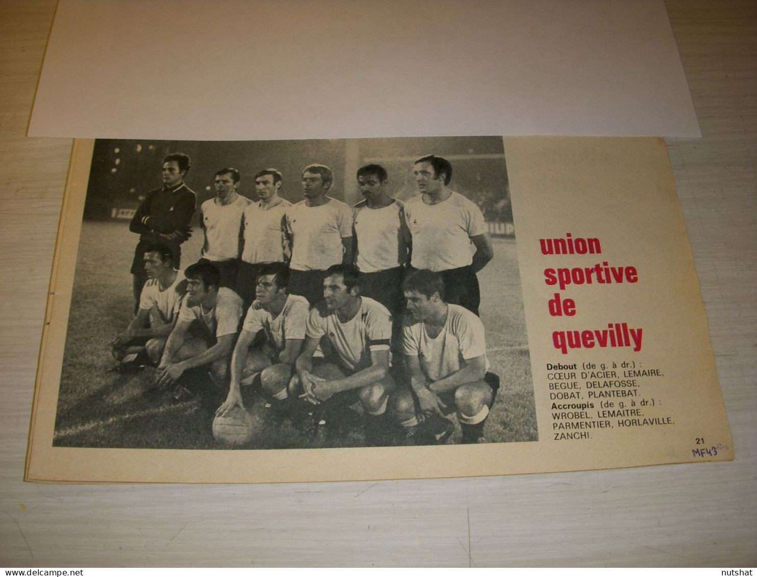 FOOTBALL COUPURE PRESSE MF43 N&B 17x14 1970 UNION SPORTIVE De QUEVILLY - Sport