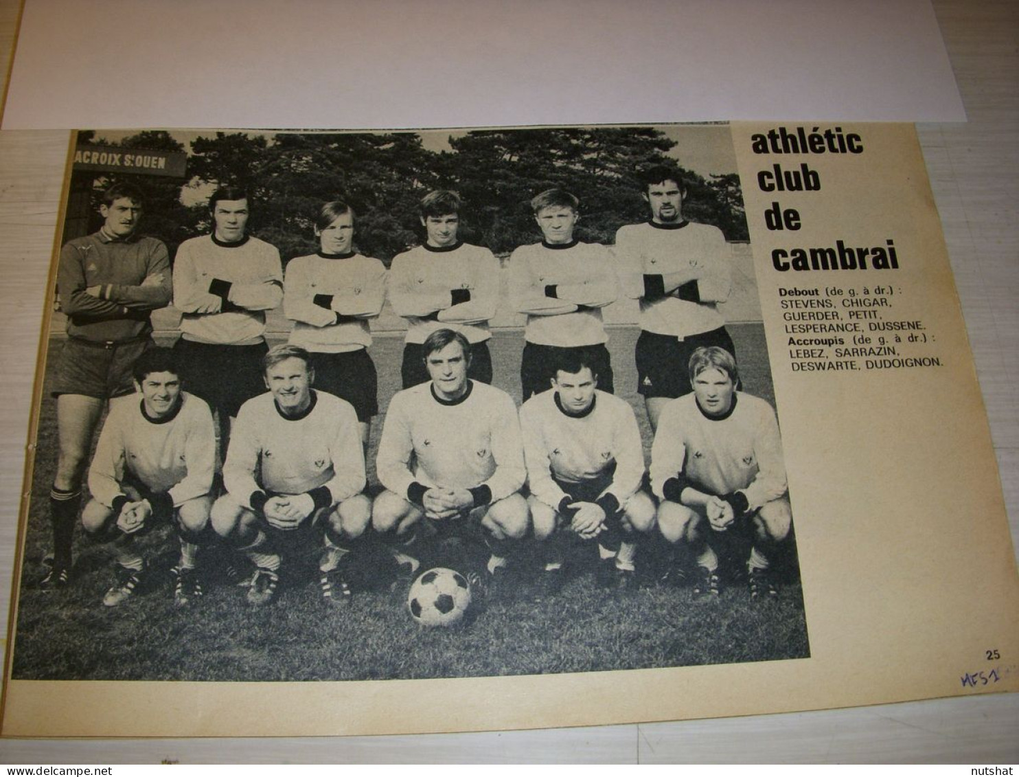 FOOTBALL COUPURE PRESSE MF51 N&B 17x14 1970 ATHLETIC CLUB De CAMBRAI - Sport