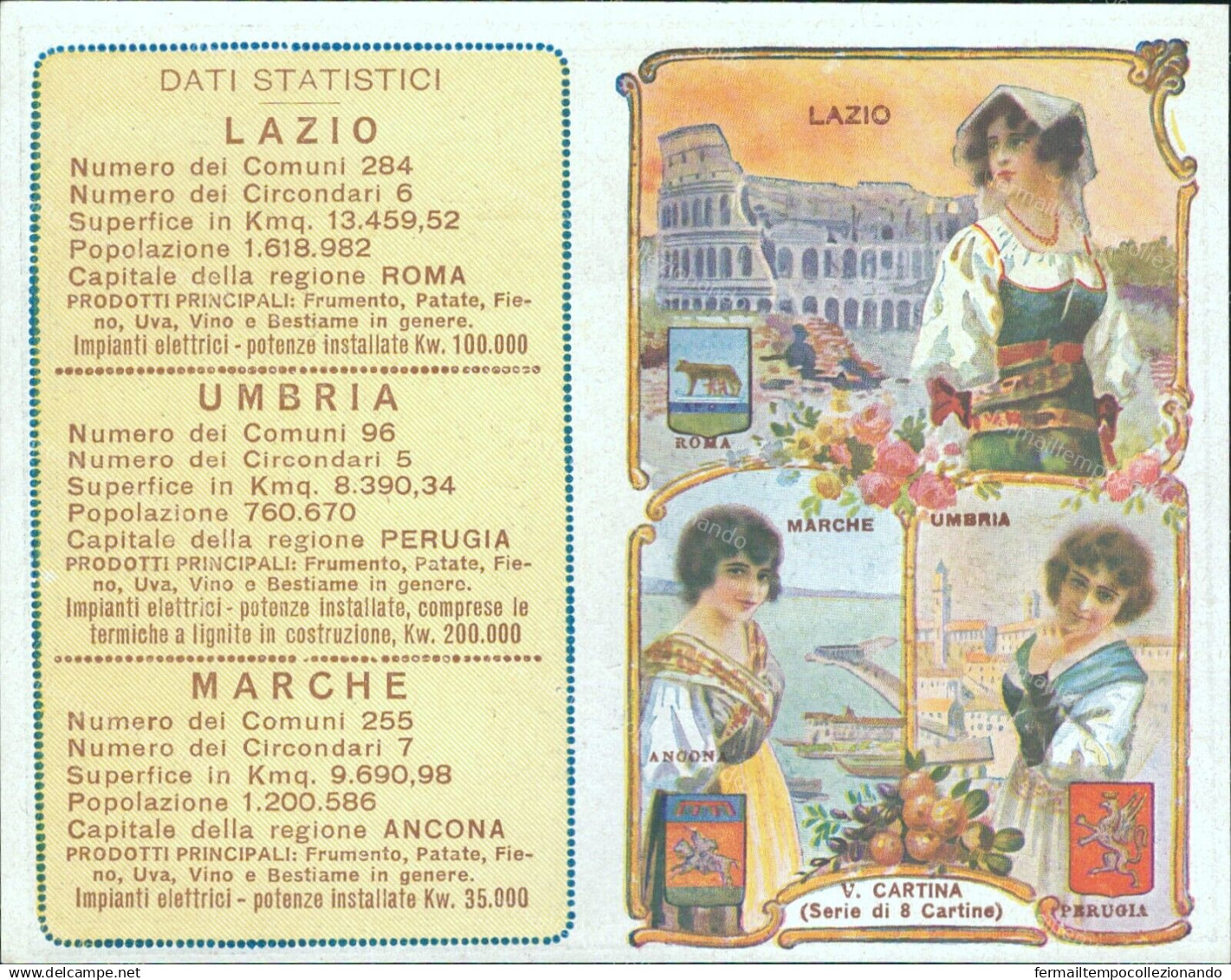 S908 Cartina Pubblicitaria Acqua Chinina Ancona Perugia Roma - Werbepostkarten