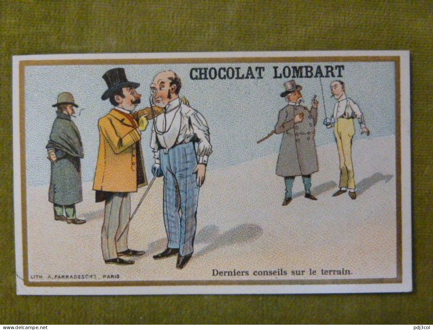 Derniers Conseil Sur Le Terrain - Chocolat Lombart - Chromo Illustrée Humoristique - Lombart