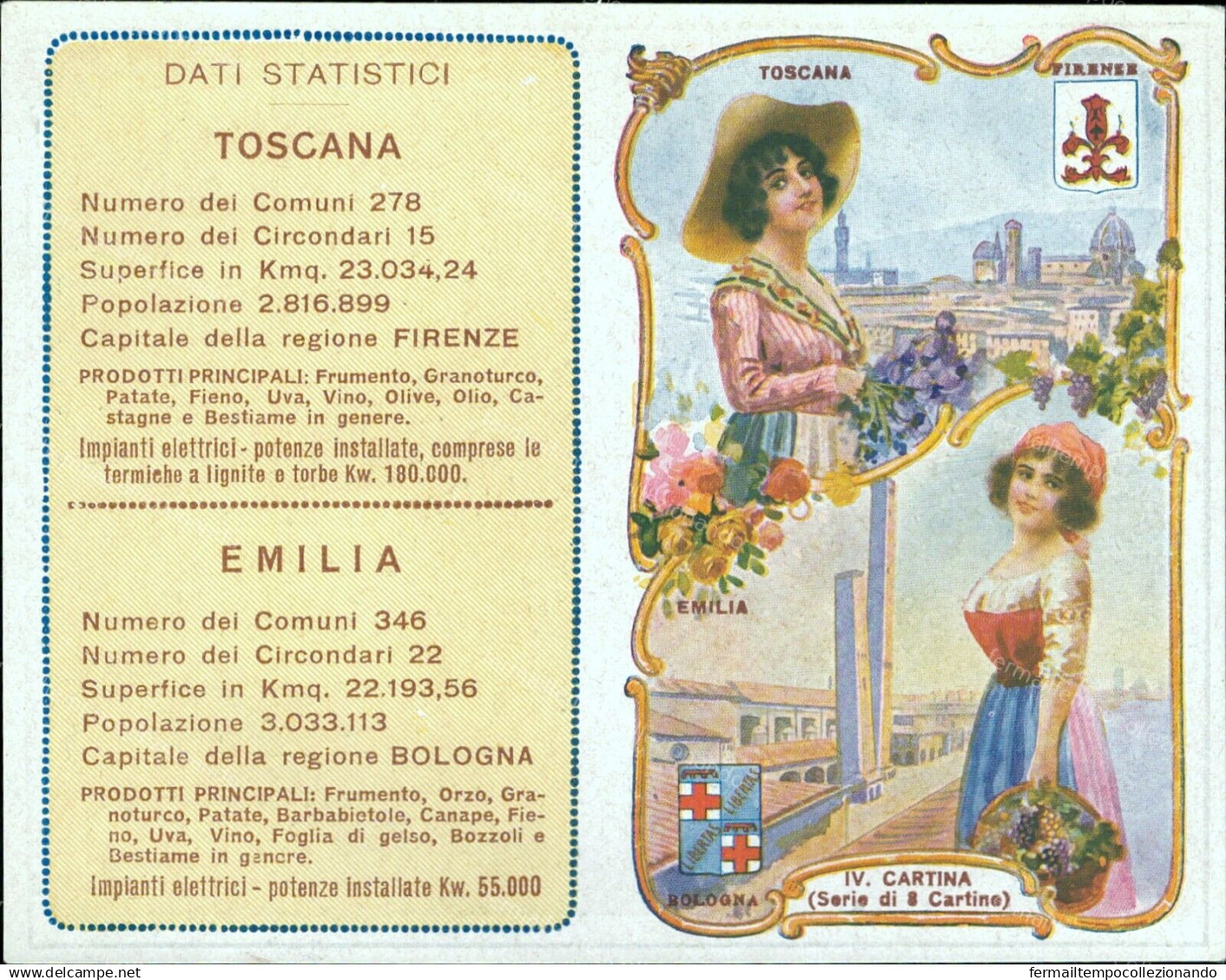 Az743 Cartina Pubblicitaria Acqua Chinina Firenze Bologna - Pubblicitari