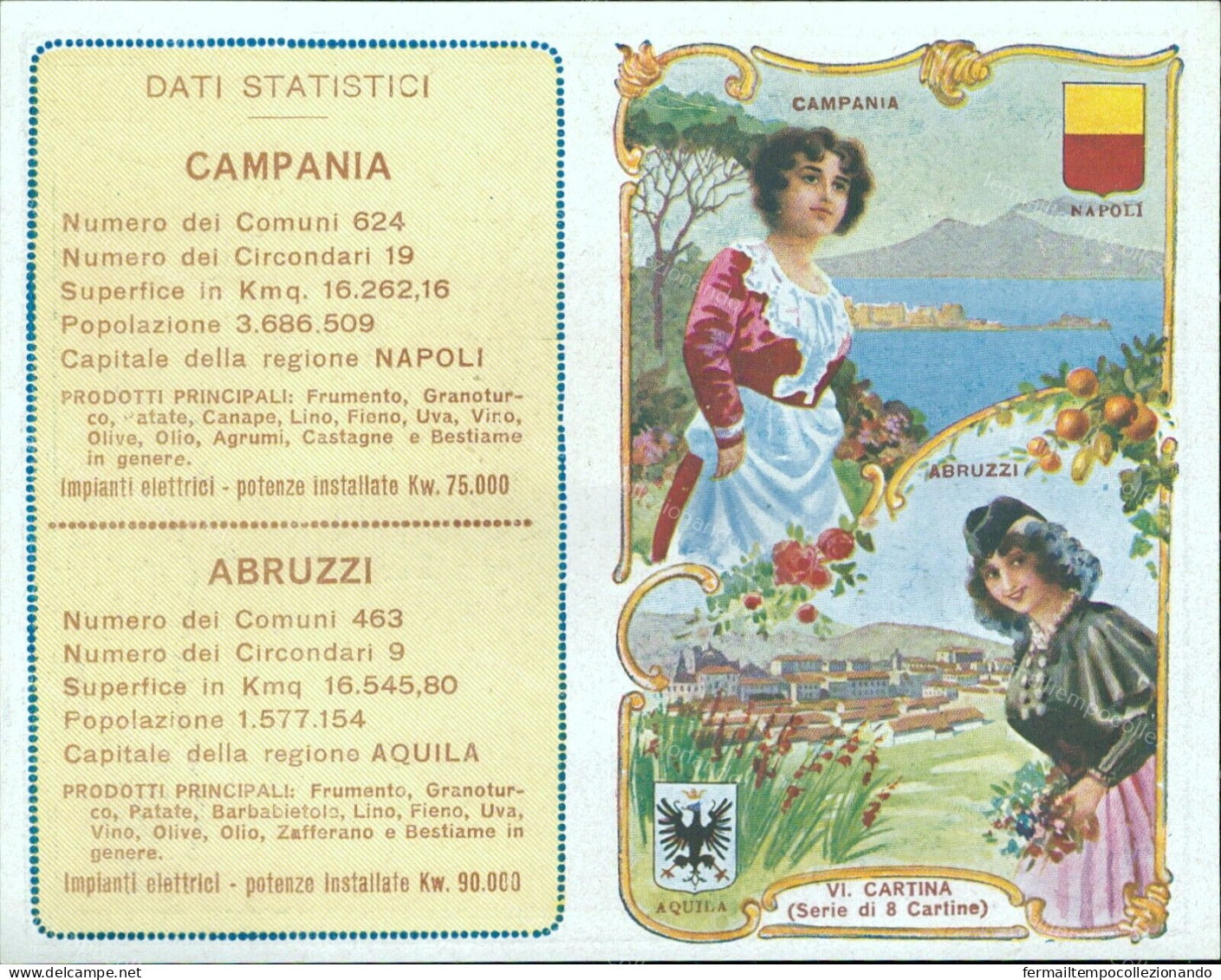 Az744 Cartina Pubblicitaria Acqua Chinina Napoli L'aquila - Pubblicitari