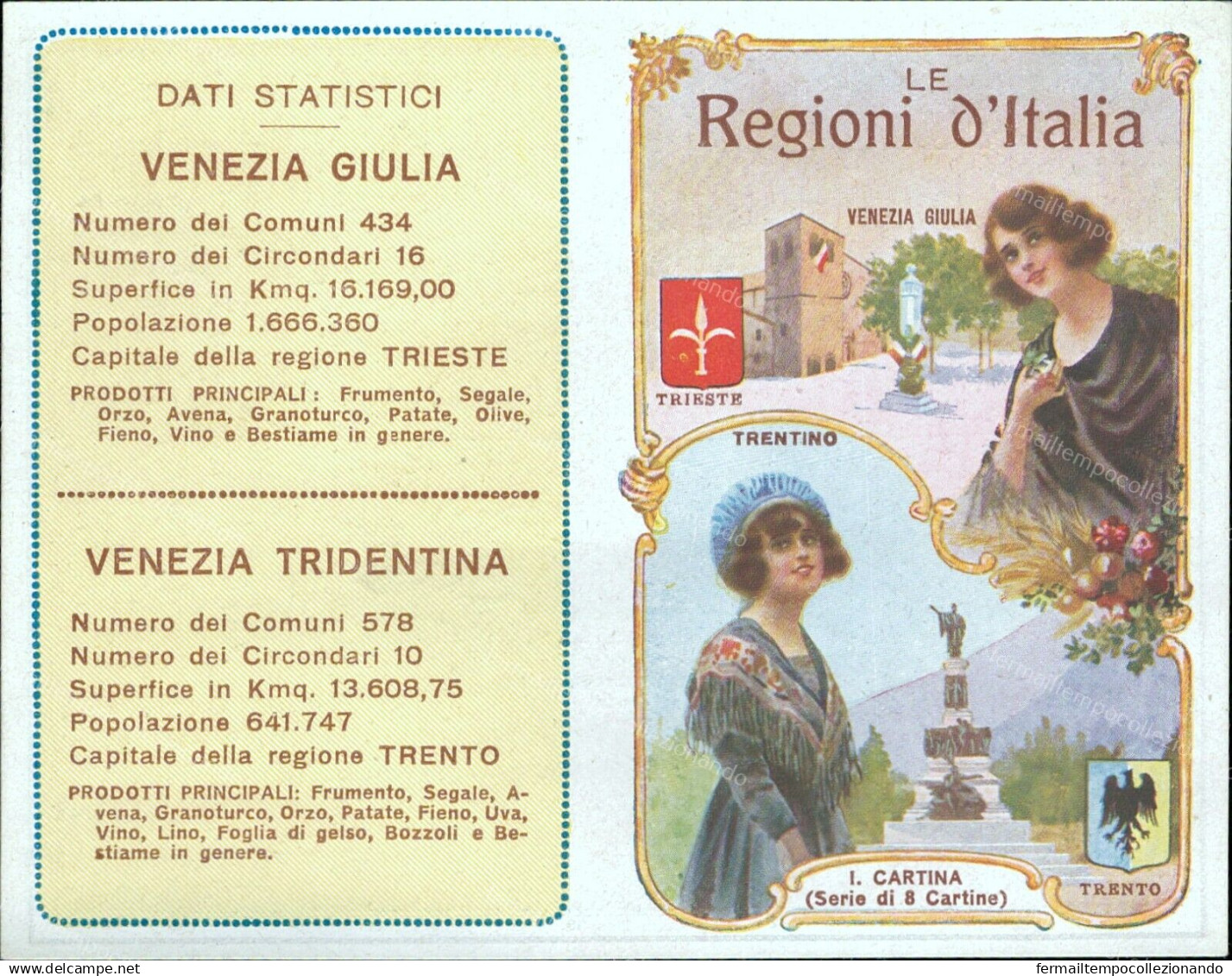 Az745 Cartina Pubblicitaria Acqua Chinina Trieste Trento - Reclame