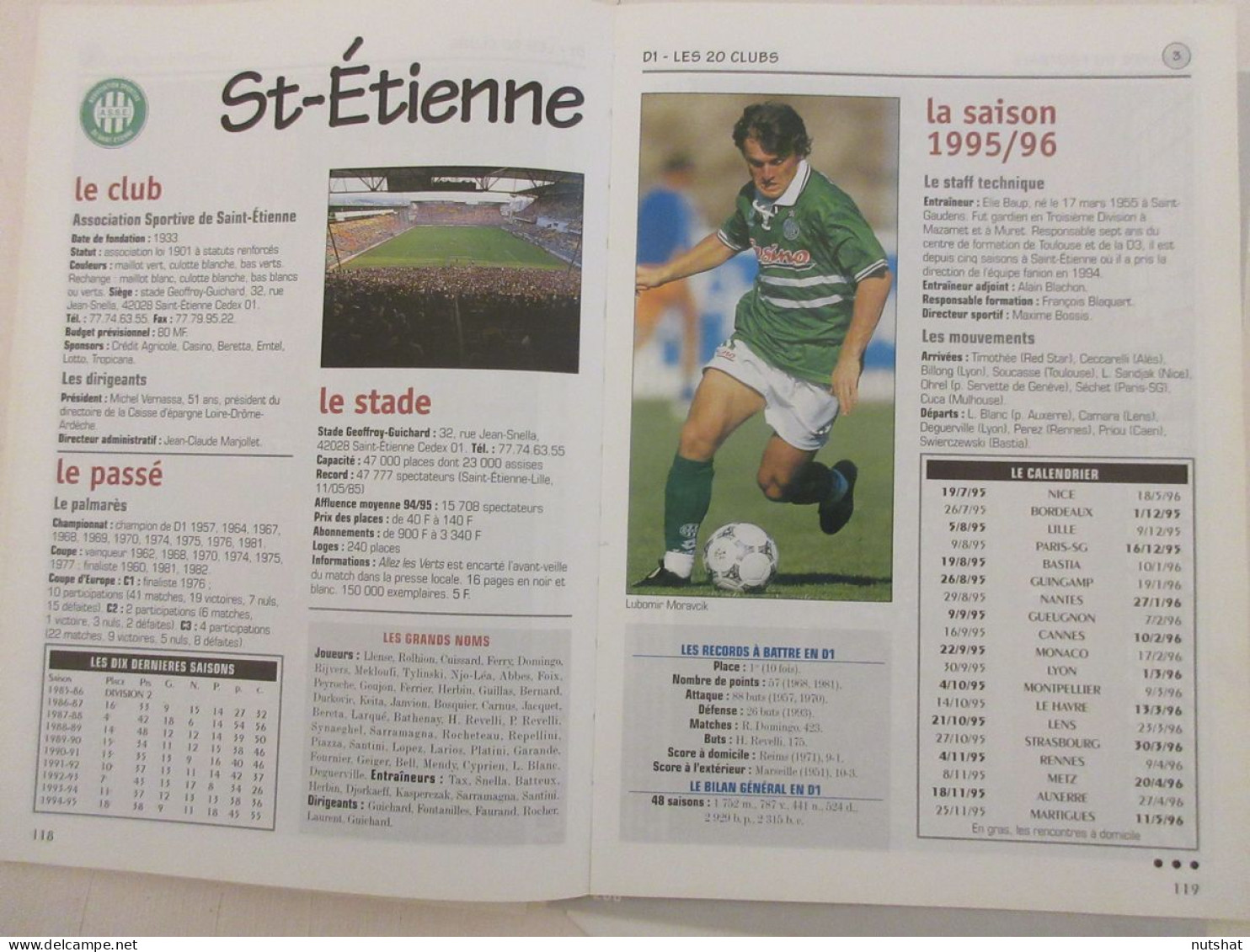 FOOTBALL COUPURE COULEUR 1995-1996 GF118 20x13cm D1 SAINT ETIENNE - Sport