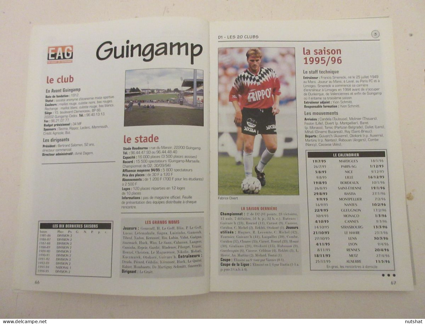 FOOTBALL COUPURE COULEUR 1995-1996 GF066 20x13cm D1 GUINGAMP - Sport