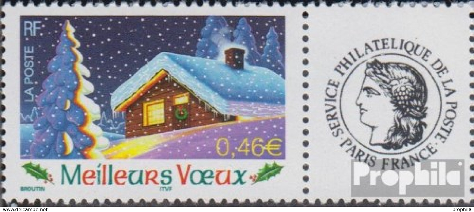 Frankreich 3671II X Zf Mit Zierfeld (kompl.Ausg.) Postfrisch 2002 Weihnachten Und Neujahr - Unused Stamps