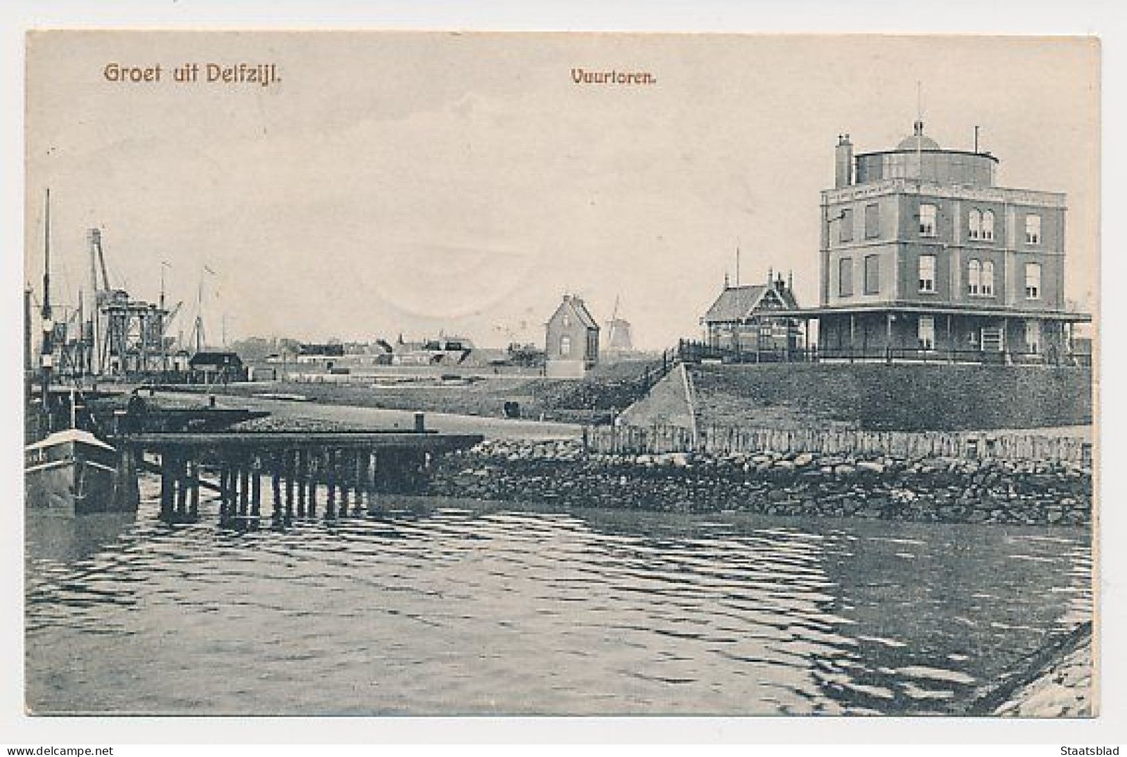 15- Prentbriefkaart Delfzijl 1910 - Vuurtoren - Delfzijl