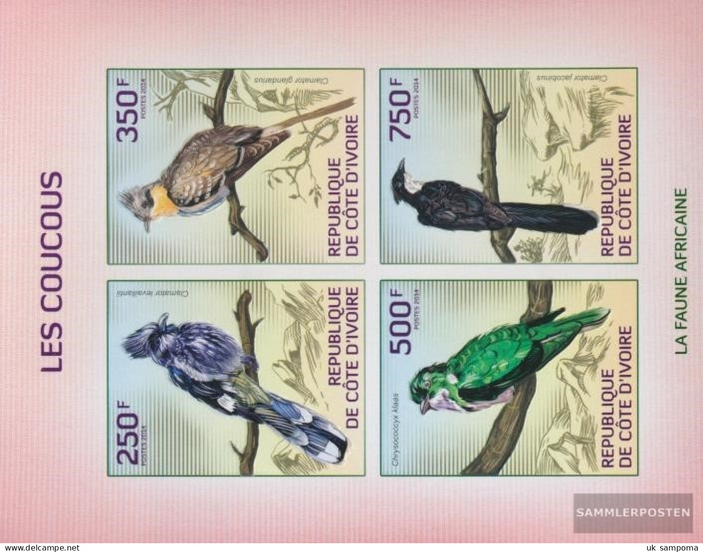 The Ivory Coast 1544-1547B Sheetlet (complete Issue) Ungezähnte Stamps Unmounted Mint / Never Hinged 2014 Kuckkucke - Côte D'Ivoire (1960-...)