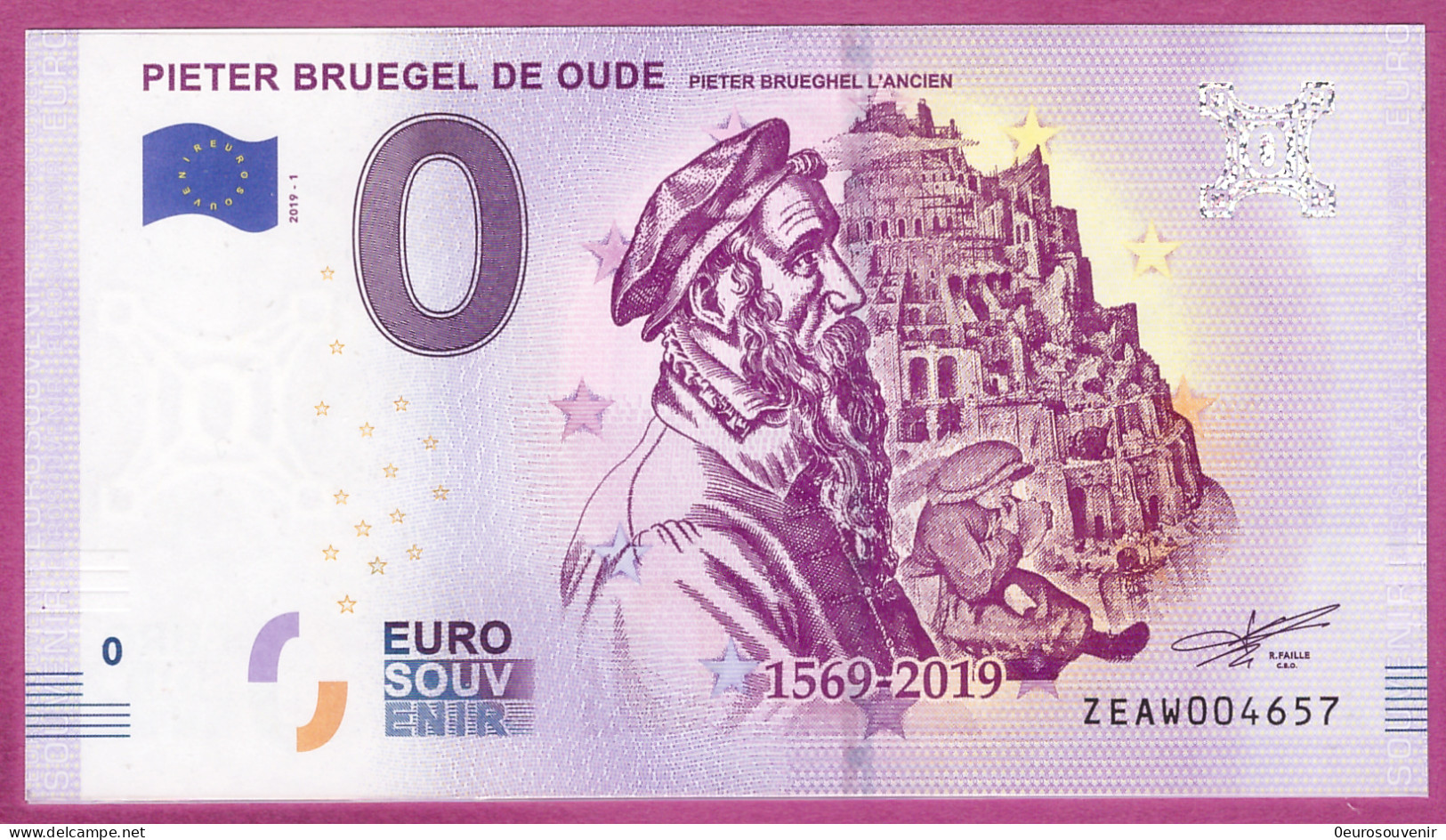 0-Euro ZEAW 2019-1  PIETER BRUEGEL DE OUDE - BRUEGHEL L'ANCIEN - Essais Privés / Non-officiels