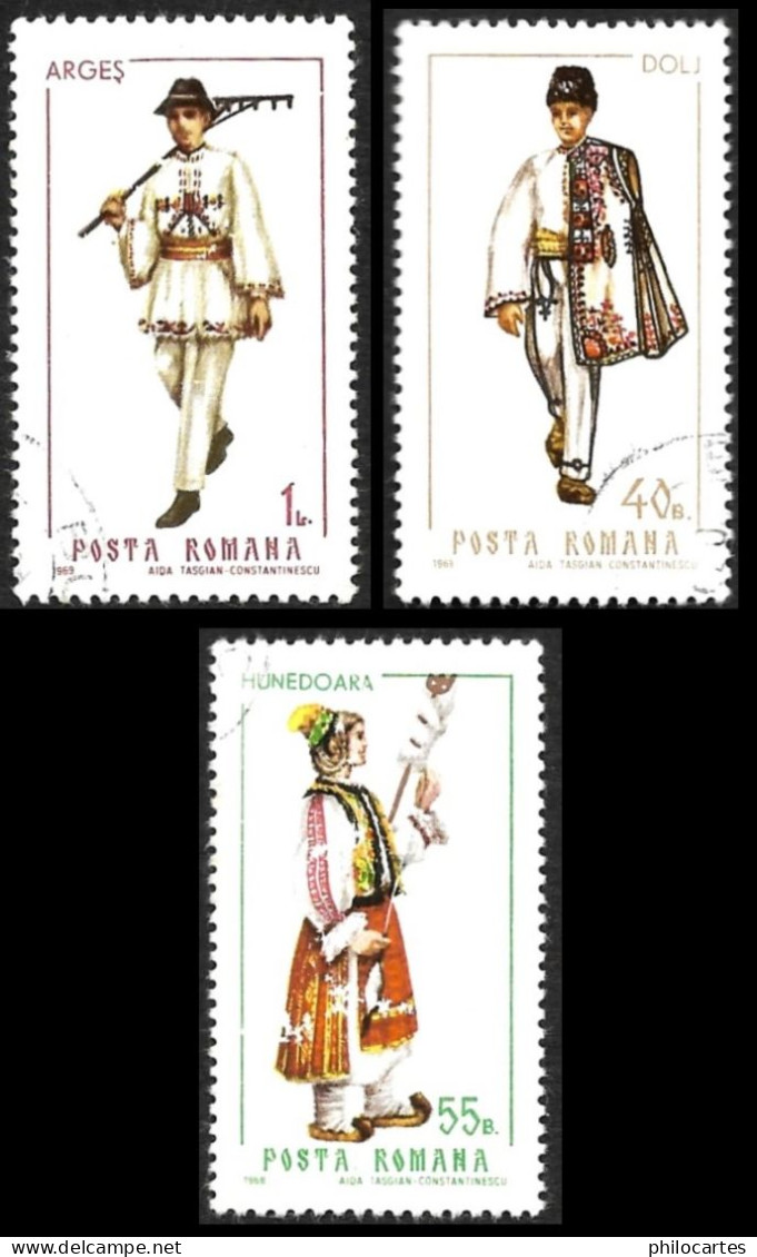 ROUMANIE 1968 - YT 2436 -2441-2443  - Costumes   - Oblitérés - Gebraucht