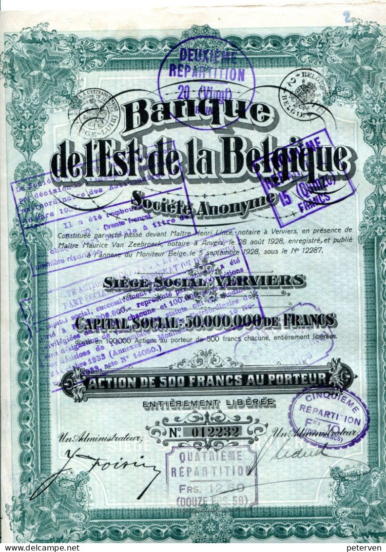 BANQUE De L'EST De La BELGIQUE - Bank En Verzekering