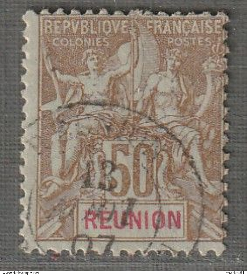 REUNION - N°50 Obl (1900-05) 50c Bistre Et Rouge - Used Stamps