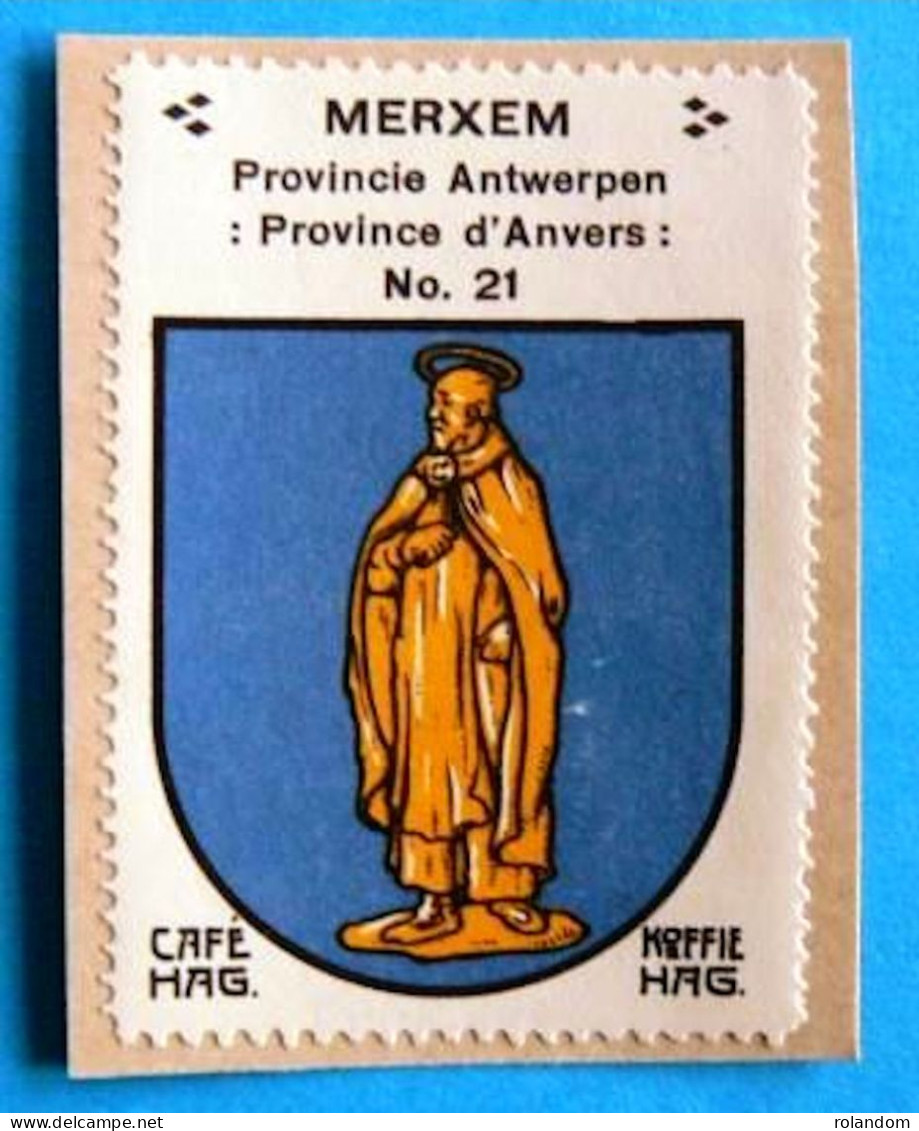 Prov. Antwerpen N021 Merxem Merksem Timbre Vignette 1930 Café Hag Armoiries Blason écu TBE - Thé & Café