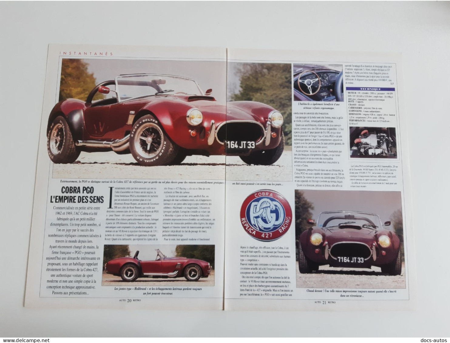 Coupure De Presse Automobile Cobra Replica 427 Racing - Automobili