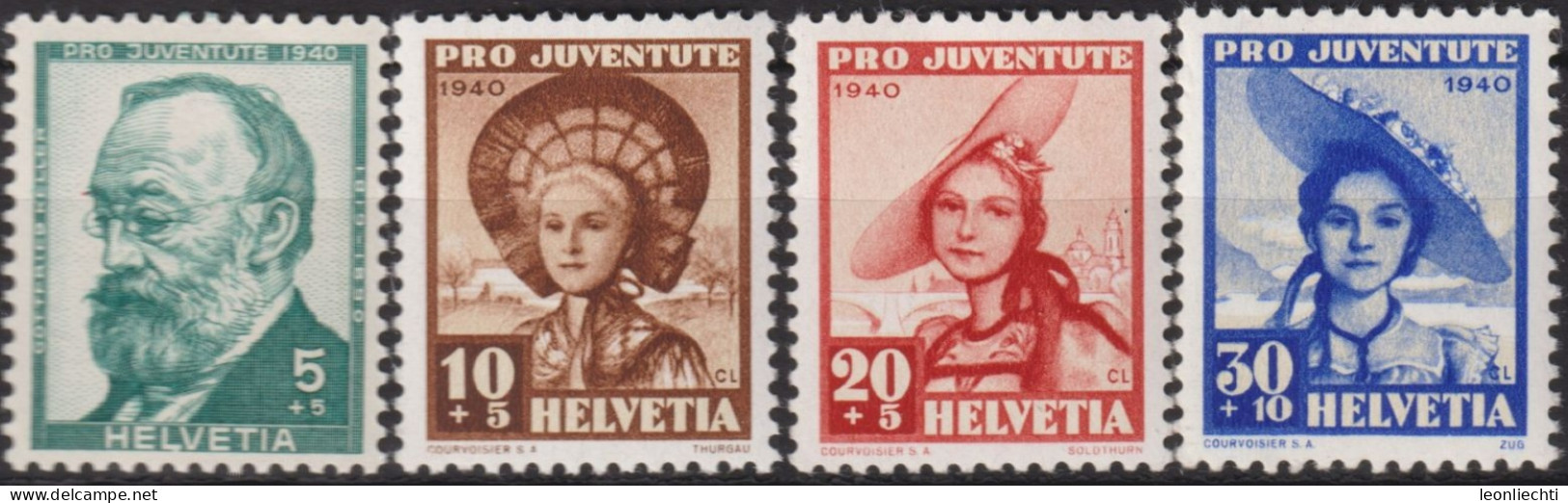 1939 Schweiz / Pro Juventute ** Zum:CH J89-J92, Mi:CH 359-362, Yt:CH 344-347, Trachtenfrauen Und General Herzog - Neufs