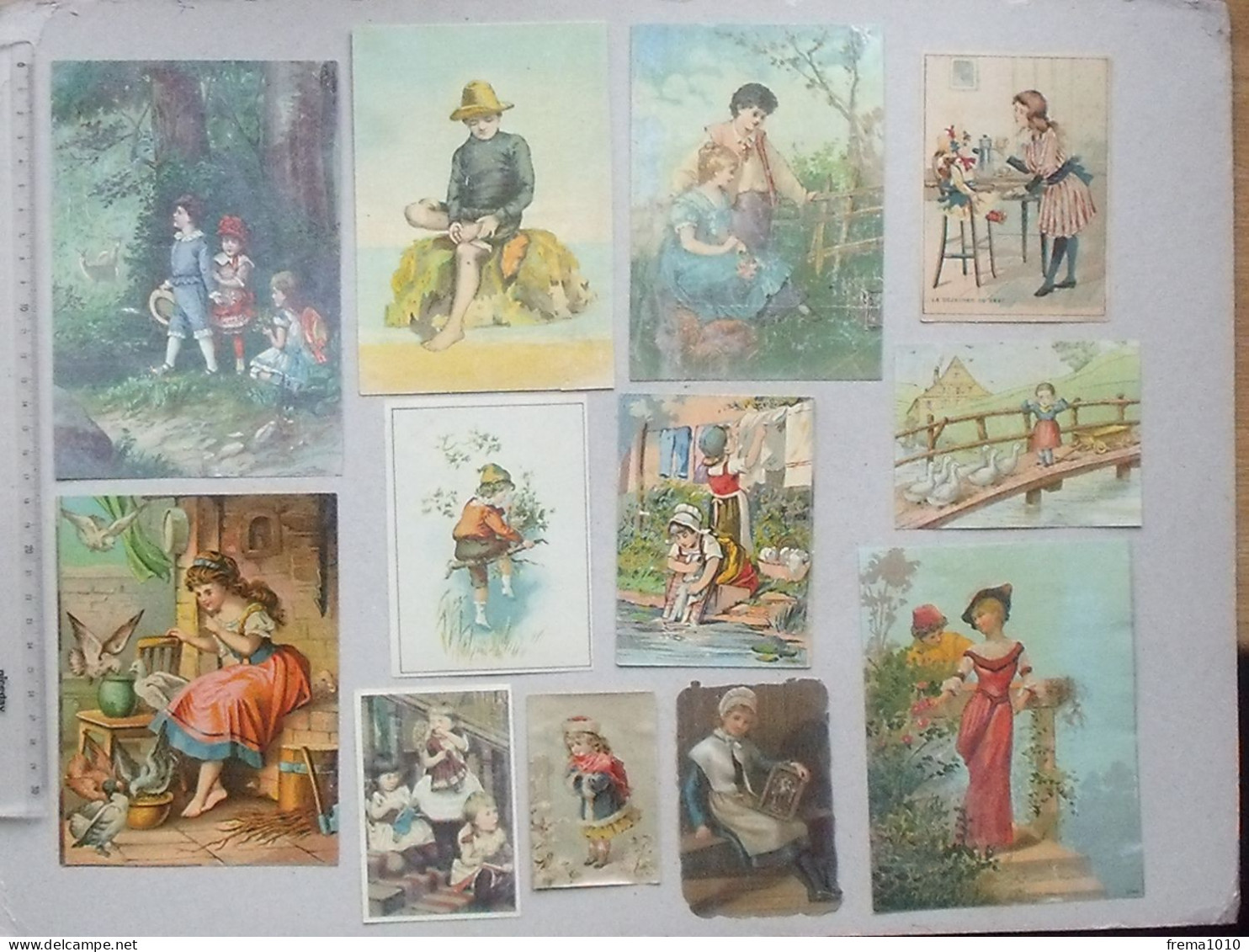 CHROMO Grand Format: ENFANT Scènes De Vie Lot 12 Différents Même Thème - Fillette Garçonnet Jeu Animaux... - Otros & Sin Clasificación