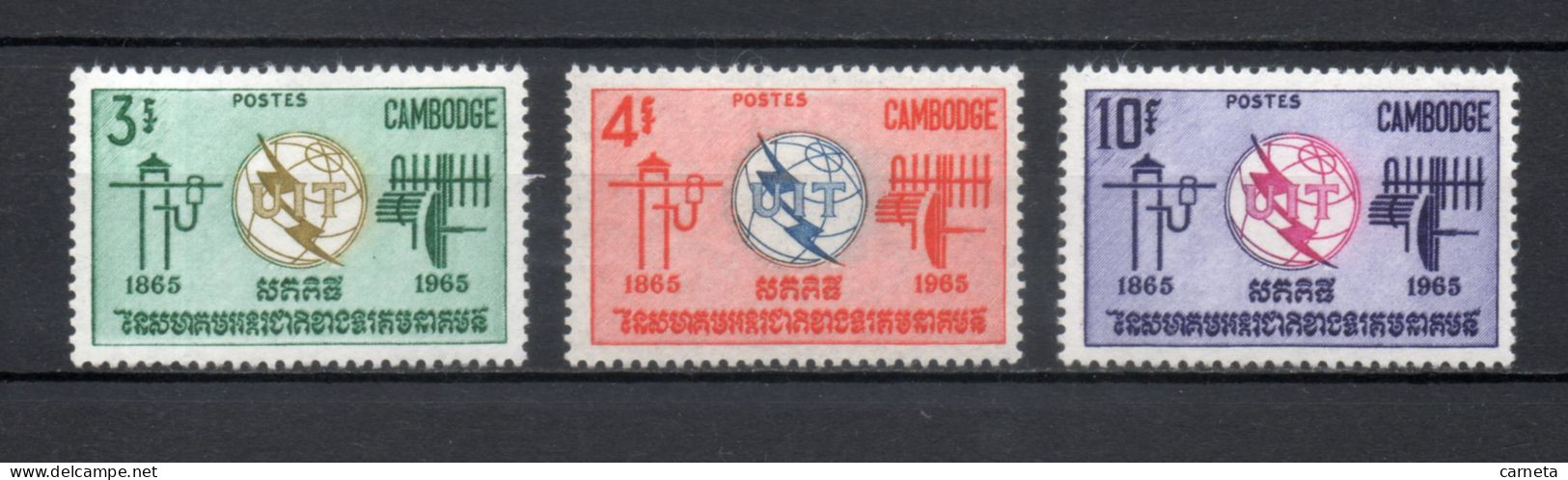 CAMBODGE  N° 161 à 163   NEUFS SANS CHARNIERE   COTE  2.50€    TELECOMMUNICATIONS UIT - Camboya