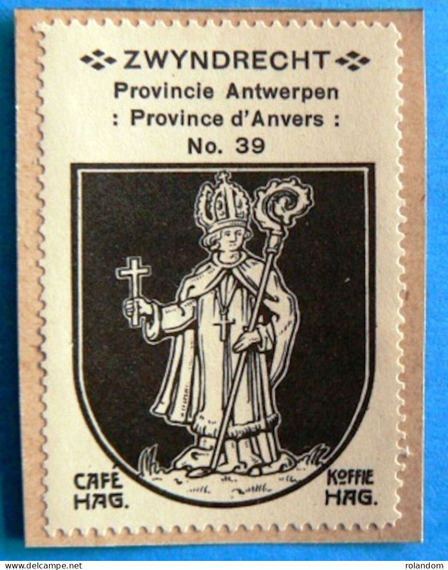 Prov. Antwerpen N039 Zwyndrecht Zwijndrecht Timbre Vignette 1930 Café Hag Armoiries Blason écu TBE - Tee & Kaffee