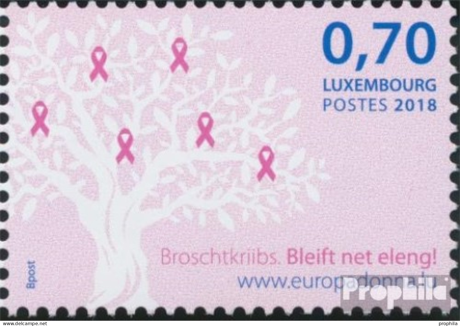 Luxemburg 2181 (kompl.Ausg.) Postfrisch 2018 Brustkrebsvorbeugung - Neufs