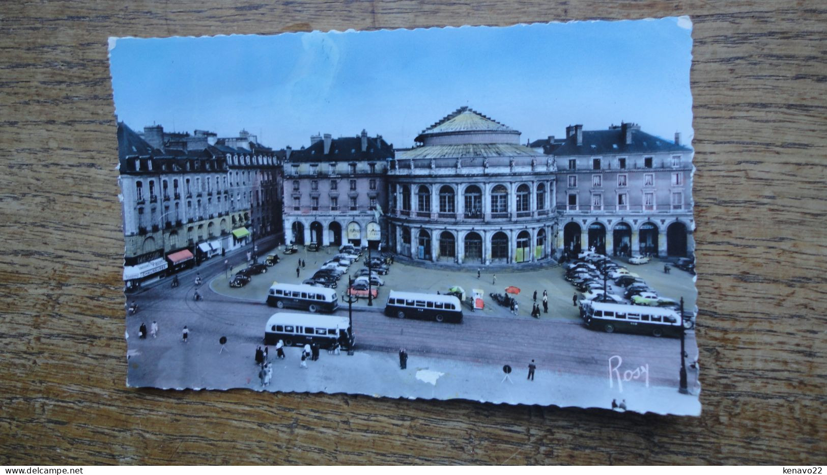 Rennes , Le Théâtre "" Carte Animée Bus D'époque Années 60 "" "" Beau Timbre "" - Rennes