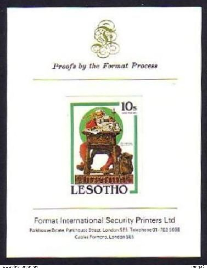 Lesotho Christmas Proof Card - Santa Claus Getting Mail With Presents Ready To Go - Lesotho (1966-...)